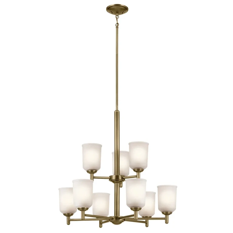 Natural Brass Nine Light Chandelier from the Shailene Collection
