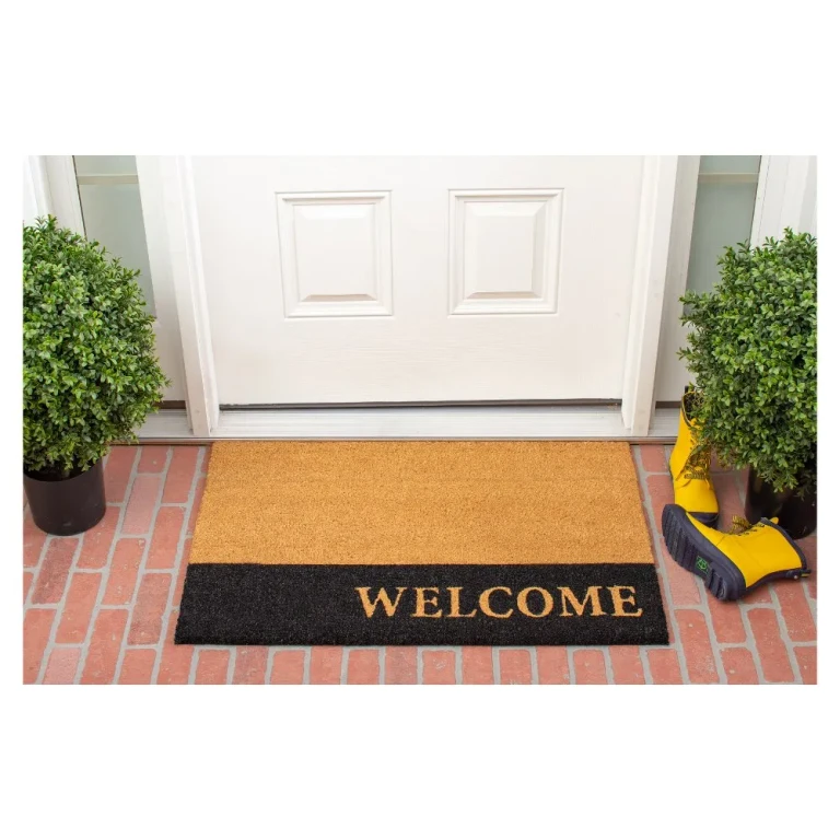 Welcome Black Stripe Doormat