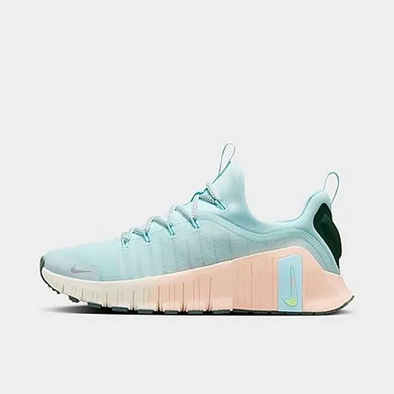 Nike Women's Free Metcon 6 Premium Training Shoes in Glacier Blue/Washed Coral/Vintage Green Size: 5.0