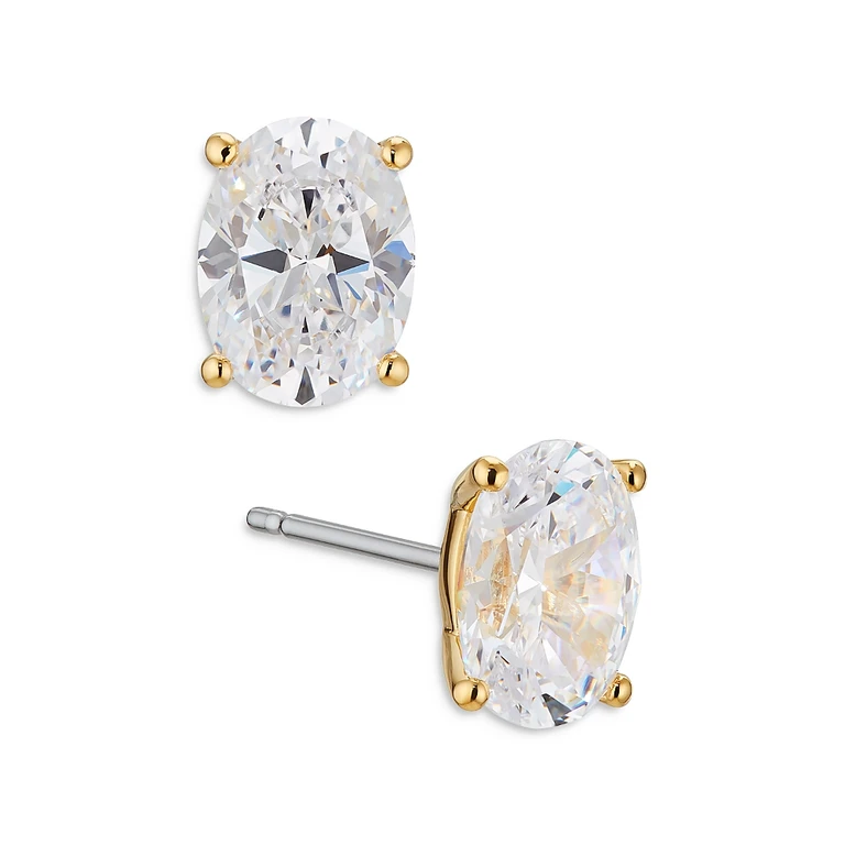 Nadri Modern Love Oval Cubic Zirconia Stud Earrings