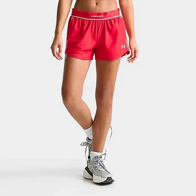 Under Armour Women's Piped Woven Shorts in Red Size: XS