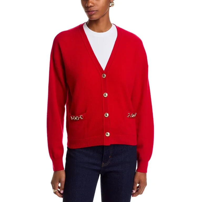 Hardware Trim V Neck Cardigan - Exclusive