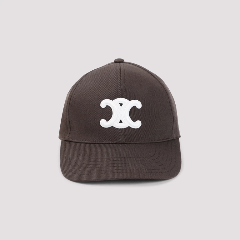 Celine Triomphe Baseball Hat Brown Cotton Polyester - Women