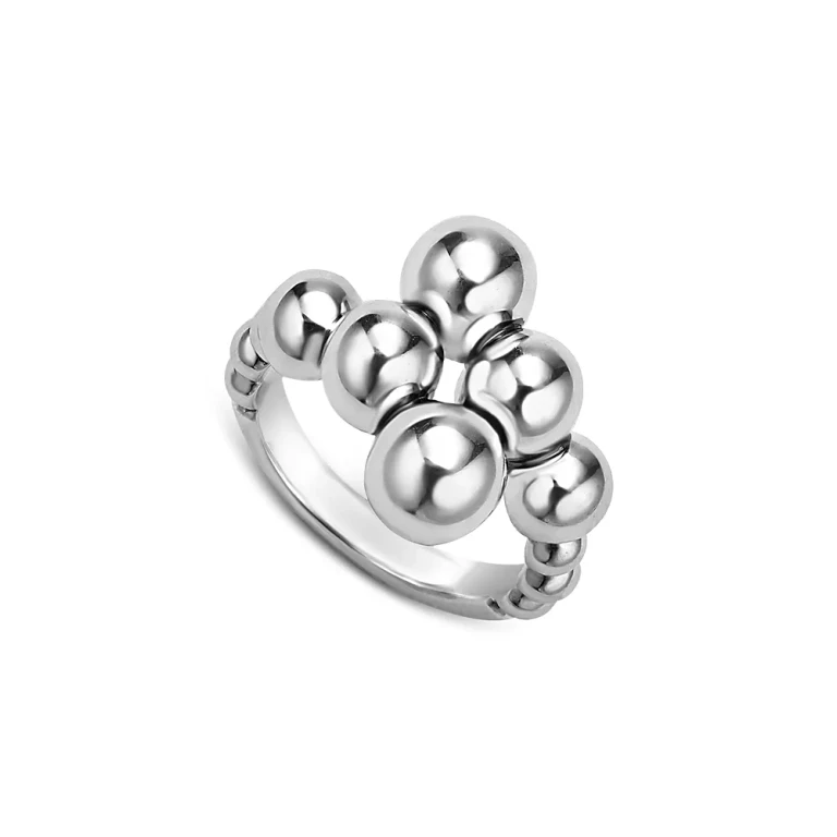 Lagos Sterling Silver Caviar Bubbly Beaded Bypass Ring