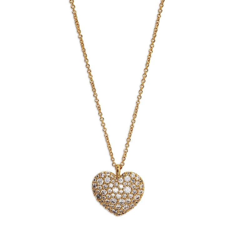 Nadri Cubic Zirconia Heart Pendant Necklace in 18K Gold Plated, 16-18