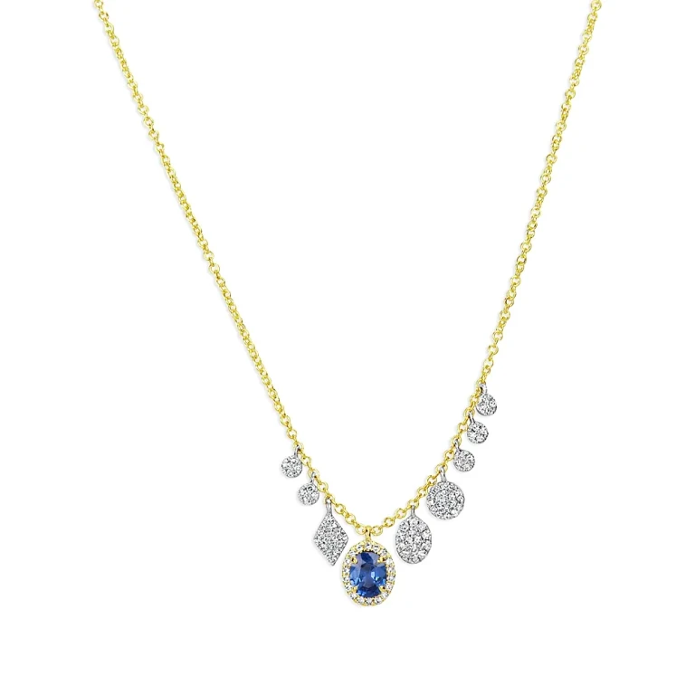 Meira T 14K White & Yellow Gold Blue Sapphire & Diamond Dangle Pendant Necklace, 18-20
