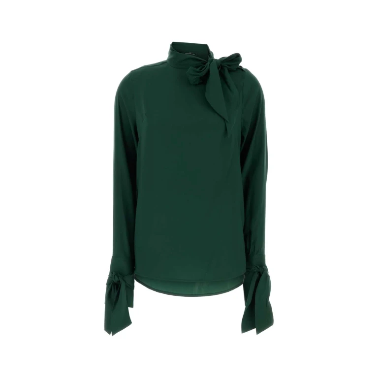 Ermanno Scervino Dark Green Stretch Silk Blouse