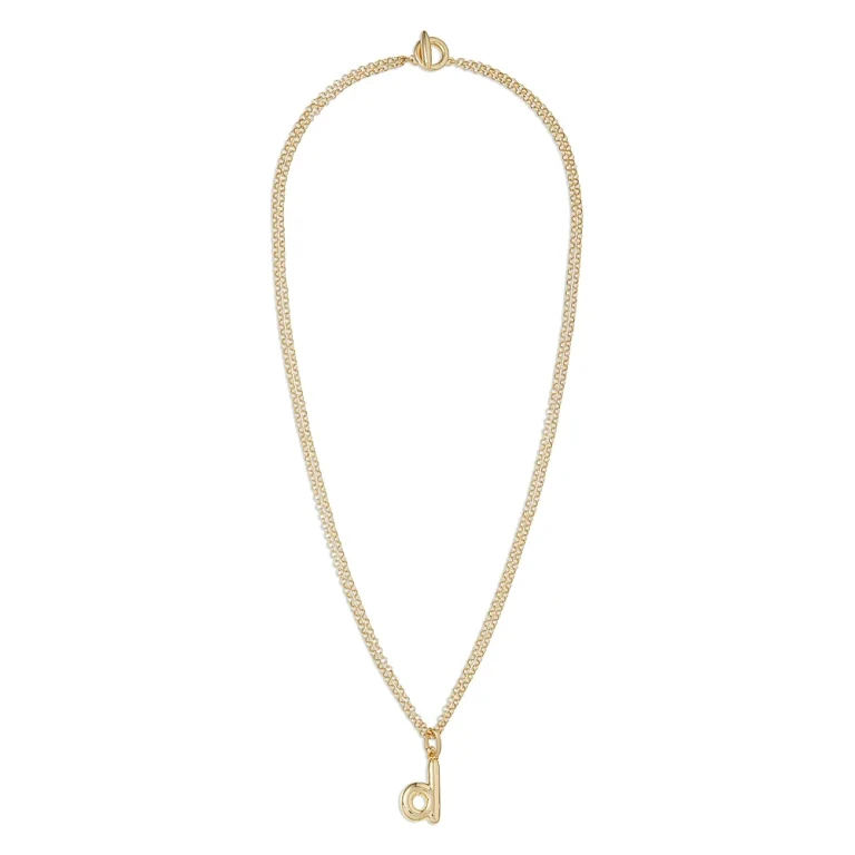Roxanne Assoulin Puffy Initial Double Chain Pendant Necklace, 26