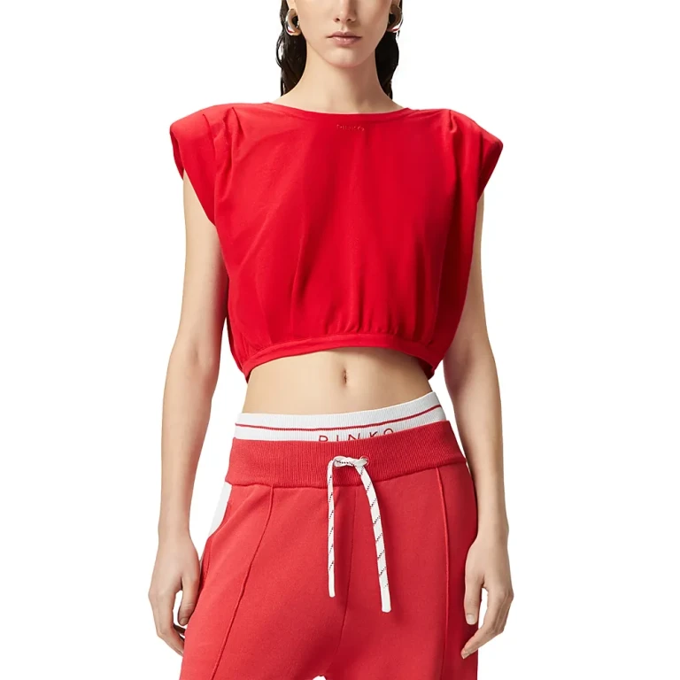 Pinko Maracaibo Maglia Extended Shoulder Crop Top
