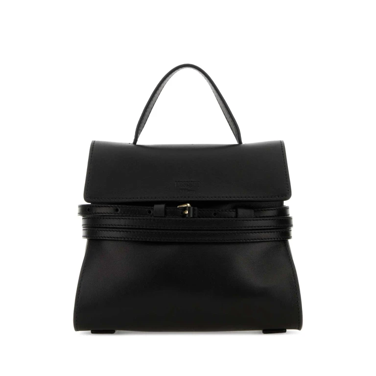 Moschino Black Nappa Leather Small Tie Me Handbag