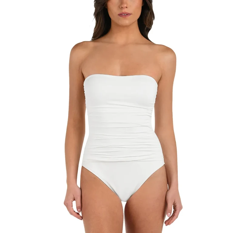 La Blanca Island Goddess Shirred Bandeau One Piece Swimsuit