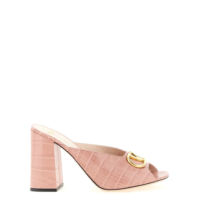 Valentino Garavani Vlogo Signature slides Pink Calfskin Leather (bos Taurus) Sandal - Women