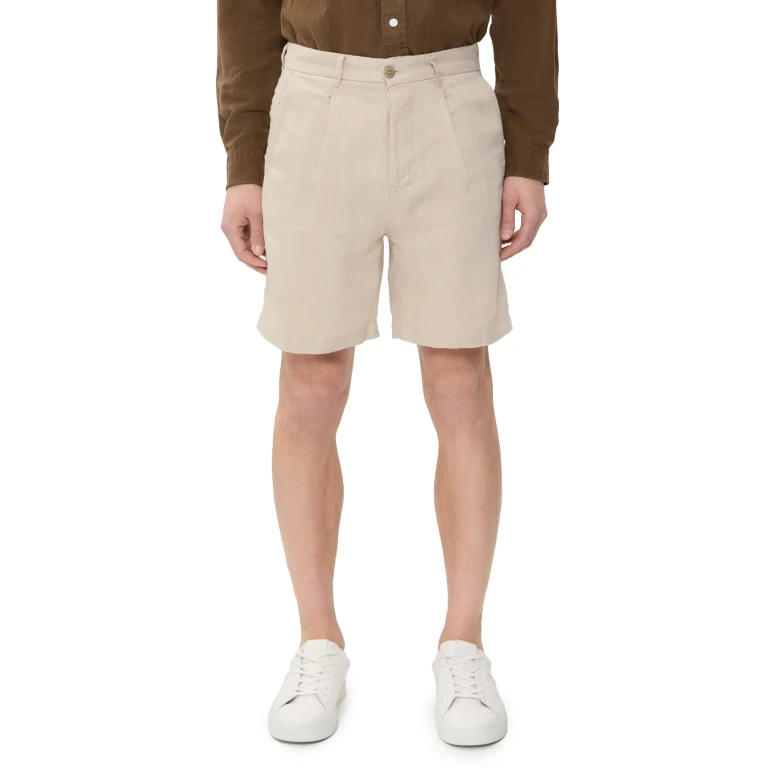 Alex Crane Pleated Linen Alta Shorts 6.75 Bone 34