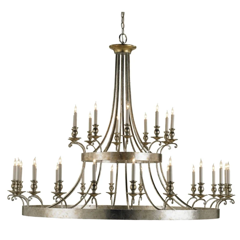 Lodestar 30-Light 30 Light Chandelier in Granello Silver Leaf with Antique Gold Leaf