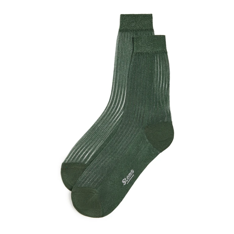 Stems Fine Ribbed Metallic Crew Socks Black One Size