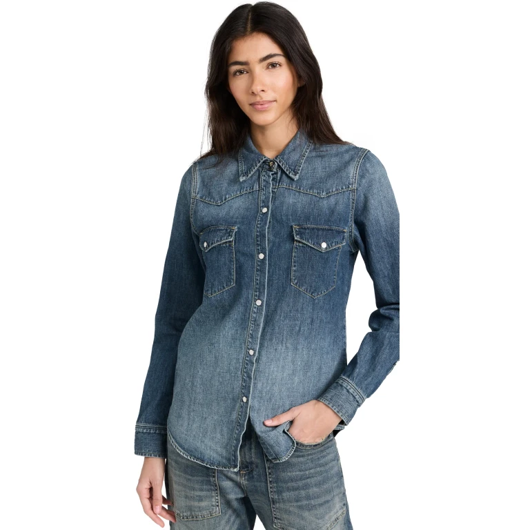 Nili Lotan Travis Denim Shirt Midnight L