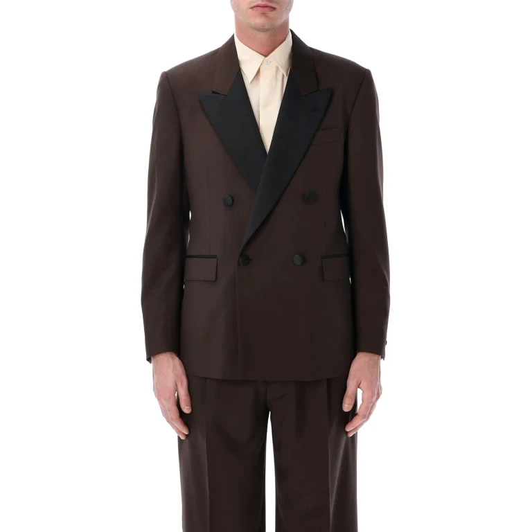 Double-Breasted Blazer in Pure Virgin Wool with Peak Lapels (PA5835E4CN64414450)