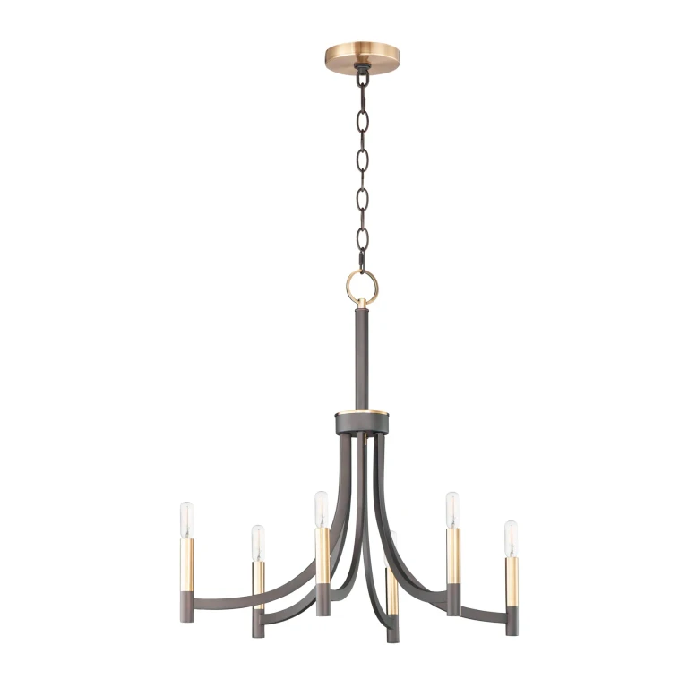 Maxim Lyndon 6-Light Transitional Chandelier in Bronze and Antique Brass