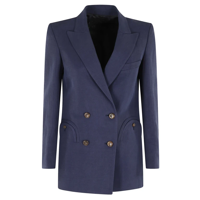 Linen and Silk Double-Breasted Blazer (BZEBD19SVBESSE0001)