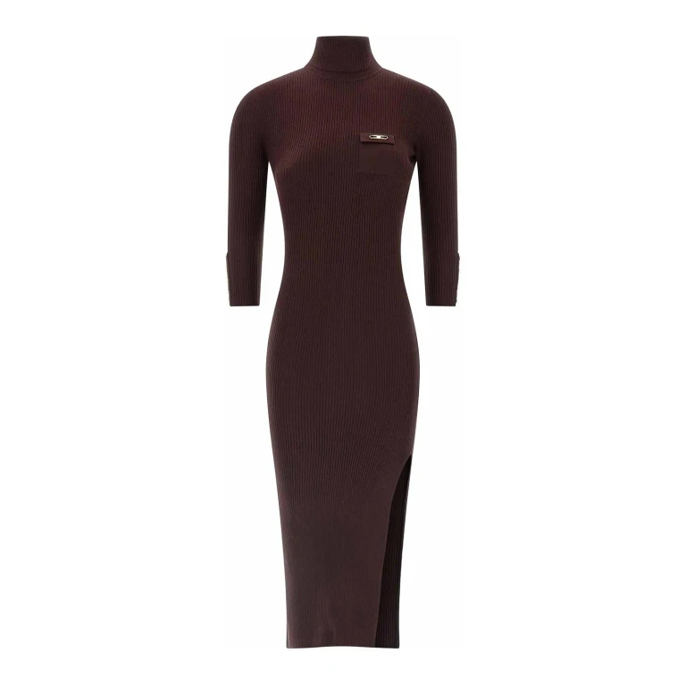 Elisabetta Franchi Robe Au Genou - Rouge Brun