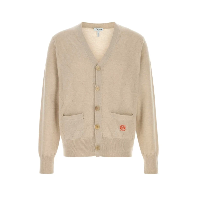 Loewe Sand Wool Blend Cardigan Beige Exterior: Cashmere Maglie - Men