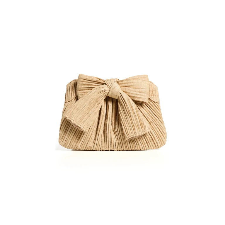 Loeffler Randall Rayne Pleated Bow Clutch Natural One Size
