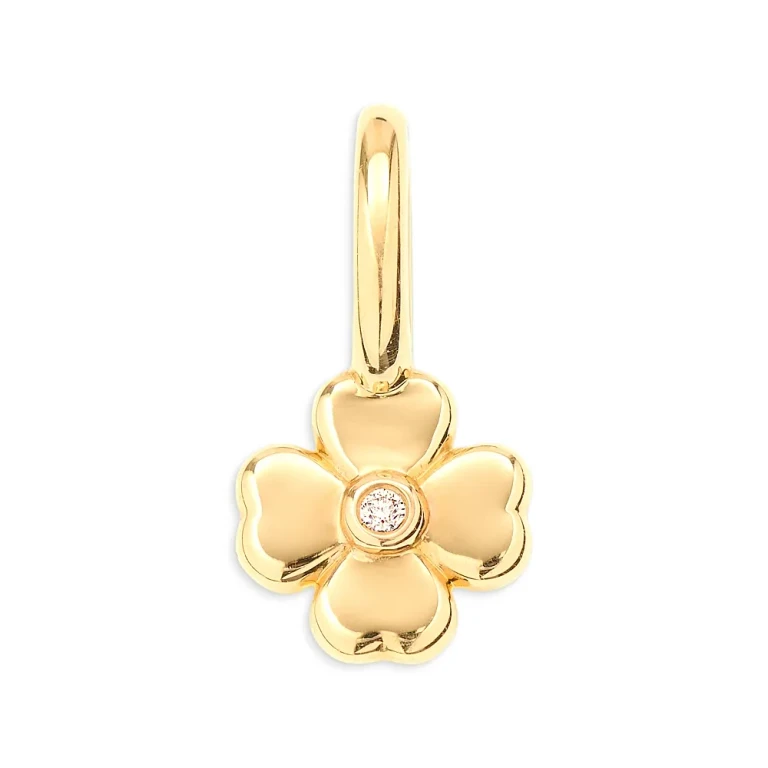 Adina Reyter 9K Yellow Gold Diamond Clover Mini Charm Pendant