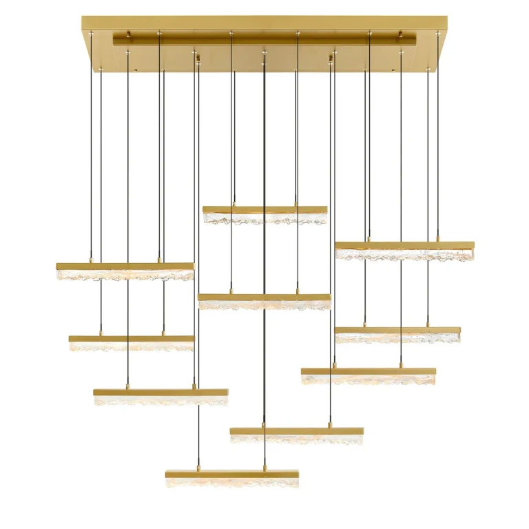 Brass LED Chandelier from the Stagger Collection