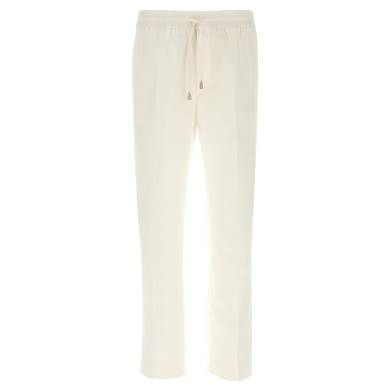 White Linen Casual Pants - Men