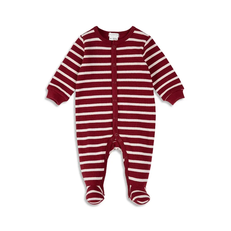 Firsts by petit lem Unisex Striped Knitted Thermal Footie - Baby