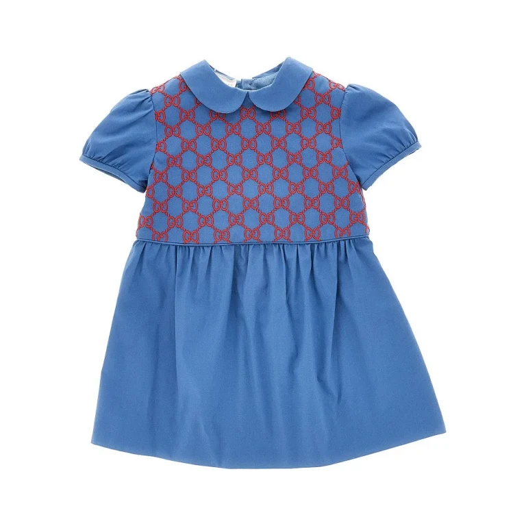 Robe courte Gucci en popeline avec broderie GG pour enfant