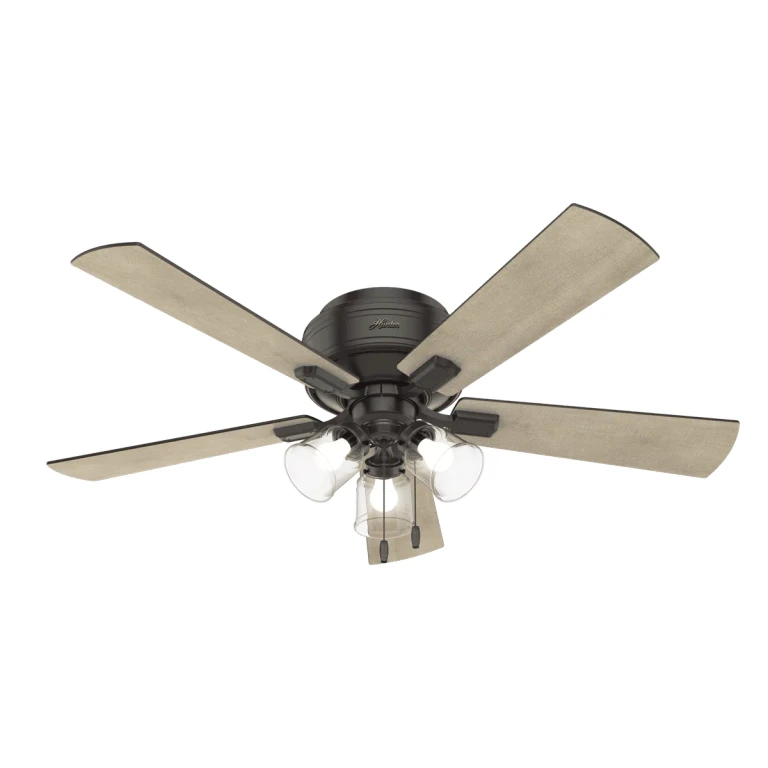 Hunter Crestfield 3-Light 52" Indoor Flush Mount Ceiling Fan in Noble Bronze