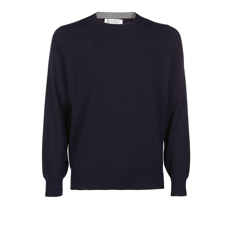 Brunello Cucinelli Pull Col Rond - Bleu Foncé (M2200100CW425)
