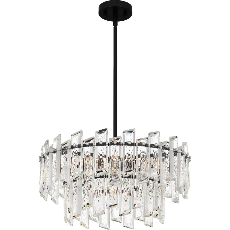 Matte Black Six Light Pendant from the Dion Collection