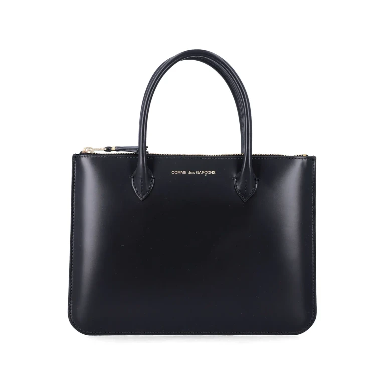 Black Leather Wallet Bag With Handles