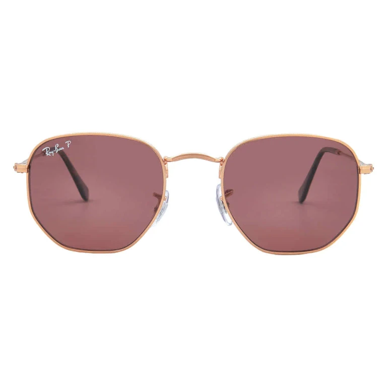 Ray Ban Hexagonal Flat Lenses Polarized Violet Irregular Unisex Sunglasses RB3548N 9202AF 51