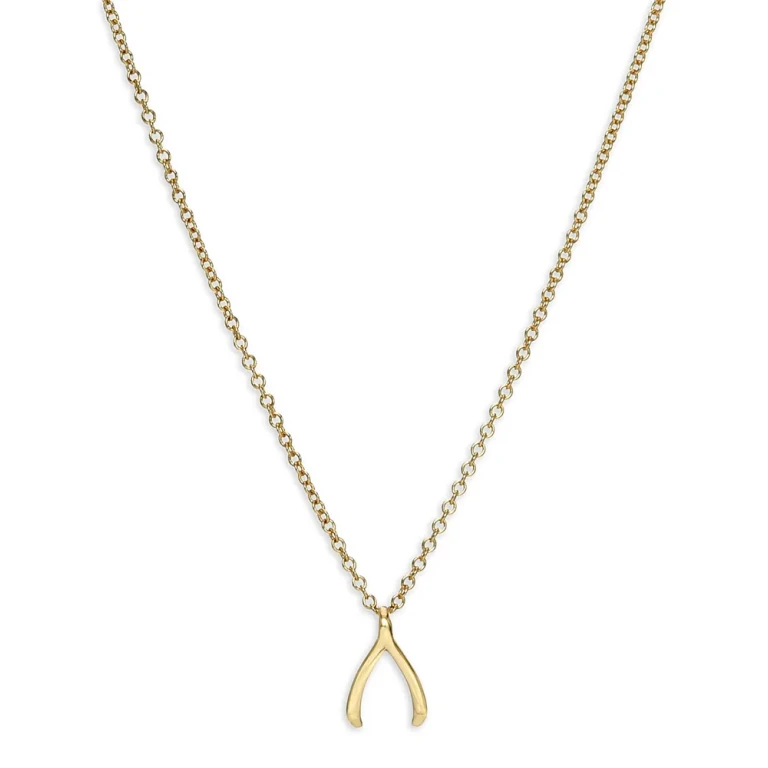 Zoe Lev 14K Yellow Gold Wishbone Pendant Necklace, 16-18