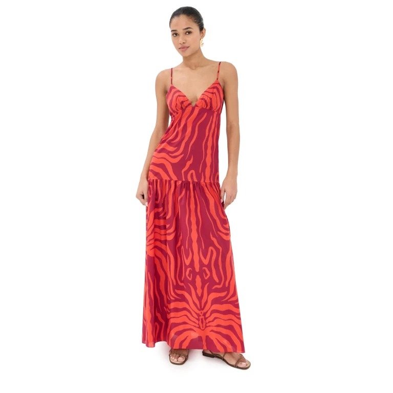 Johanna Ortiz Zea Palm Maxi Dress Wine/Dark Cherry 2