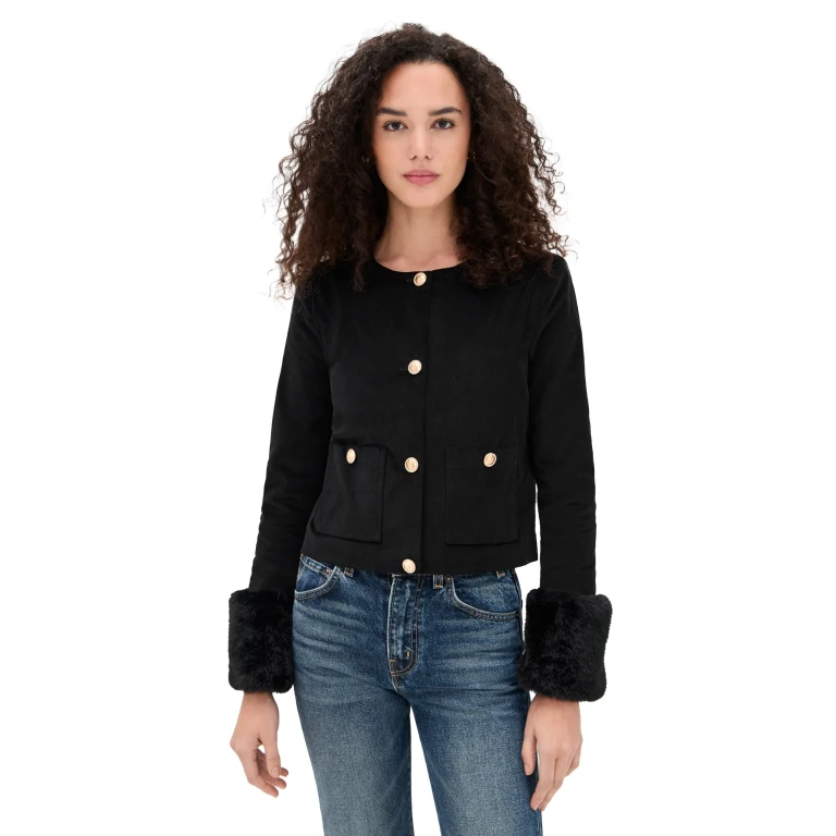 WAYF Fur Trim Jacket Black XS