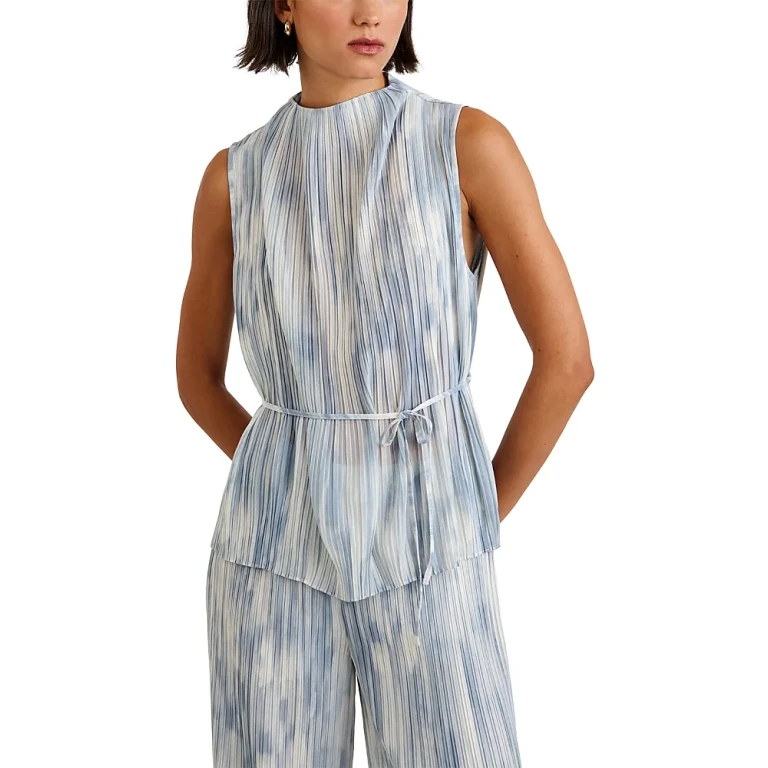 Bella Dahl Mock Neck Top With Tie Belt
