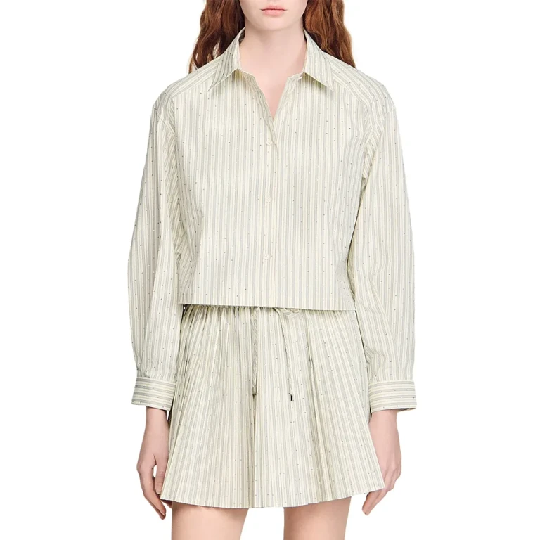 Sandro Striped Rhinestone Shirt