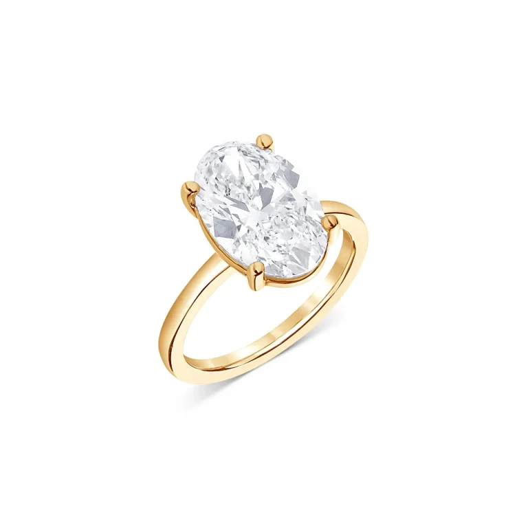 Certified Lab Grown Oval-Cut Diamond Engagement Ring in 18K Yellow Gold, 4.50 tcw