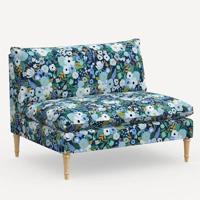 Louie Garden Party Blue Armless Loveseat