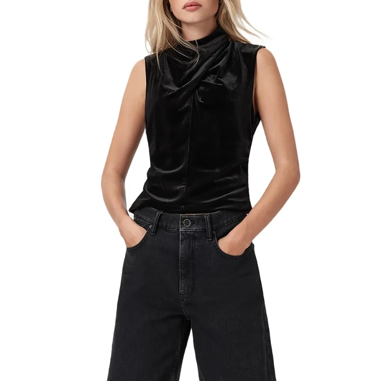 Allsaints Tia Velvet Ruched Top