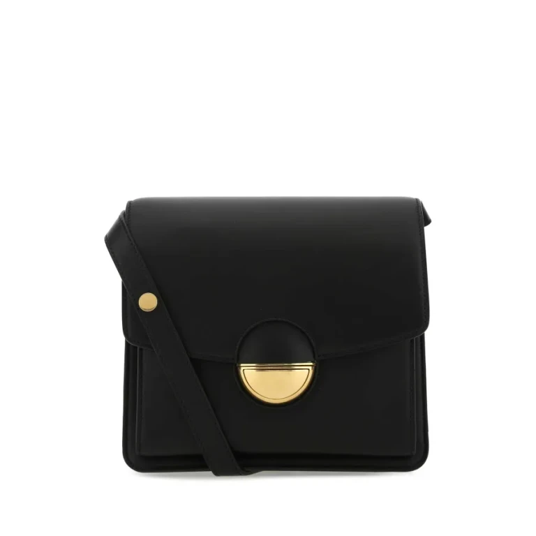 Black Leather Dia Shoulder Bag