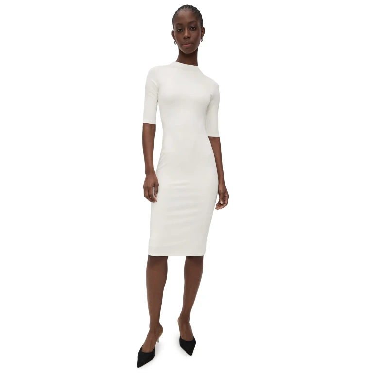 ALICE + OLIVIA Delora Fitted Mock Neck Dress Black 0