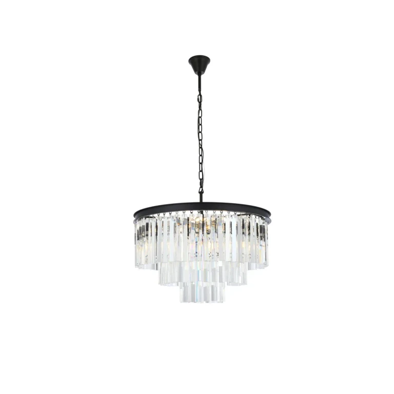 Matte Black Nine Light Chandelier from the Sydney Collection