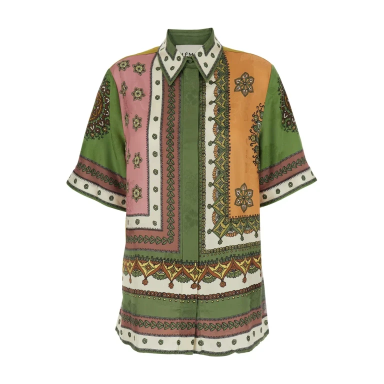 ALEMAIS contina Multicolor Shirt With Classic Collar And All-over Geometric Print In Viscose For Women