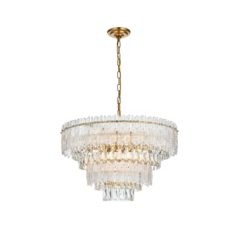 Satin Gold And Clear Chandelier from the Emilia Collection