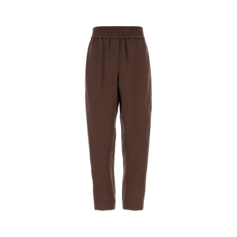 Brunello Cucinelli 초콜릿 비스코스 혼방 팬츠
